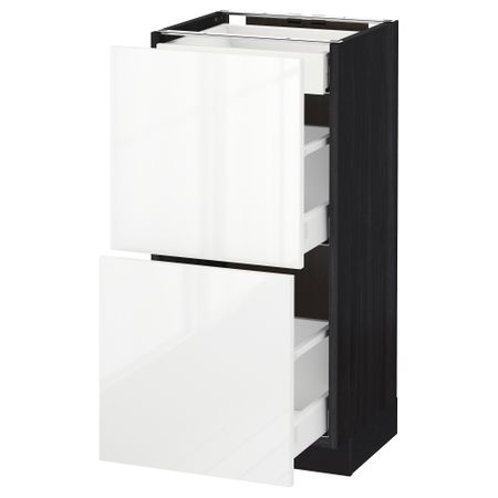 Напольный шкаф, 2 фасада, 3 ящика МЕТОД / МАКСИМЕРА, черный, Рингульт белый