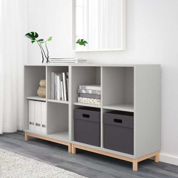 Комбинация шкафов с ножками, светло-серый 140x35x80 см IKEA ЭКЕТ 092.864.80 - фото 2