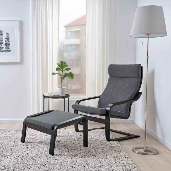 Кресло, черно-коричневый/Хили темно-серый IKEA POÄNG ПОЭНГ 193.193.81 - фото 2