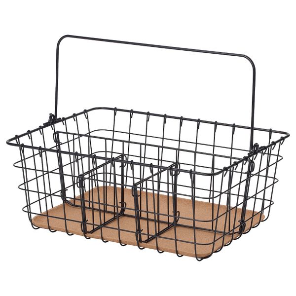 Проволочные корзина с ручкой, черный 36x27x15 см IKEA PLEJA ПЛЕЙА 103.643.06 - фото 1