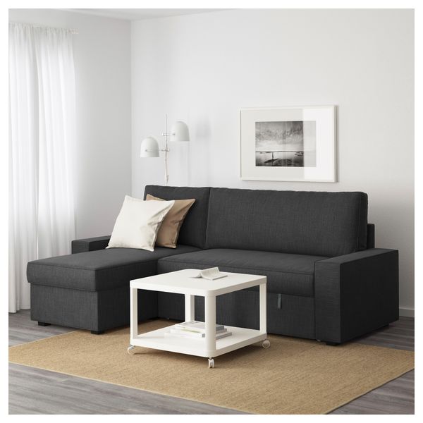 Диван-кровать с козеткой ВИЛАСУНД, Хилларед антрацит - схема-чертеж с размерами