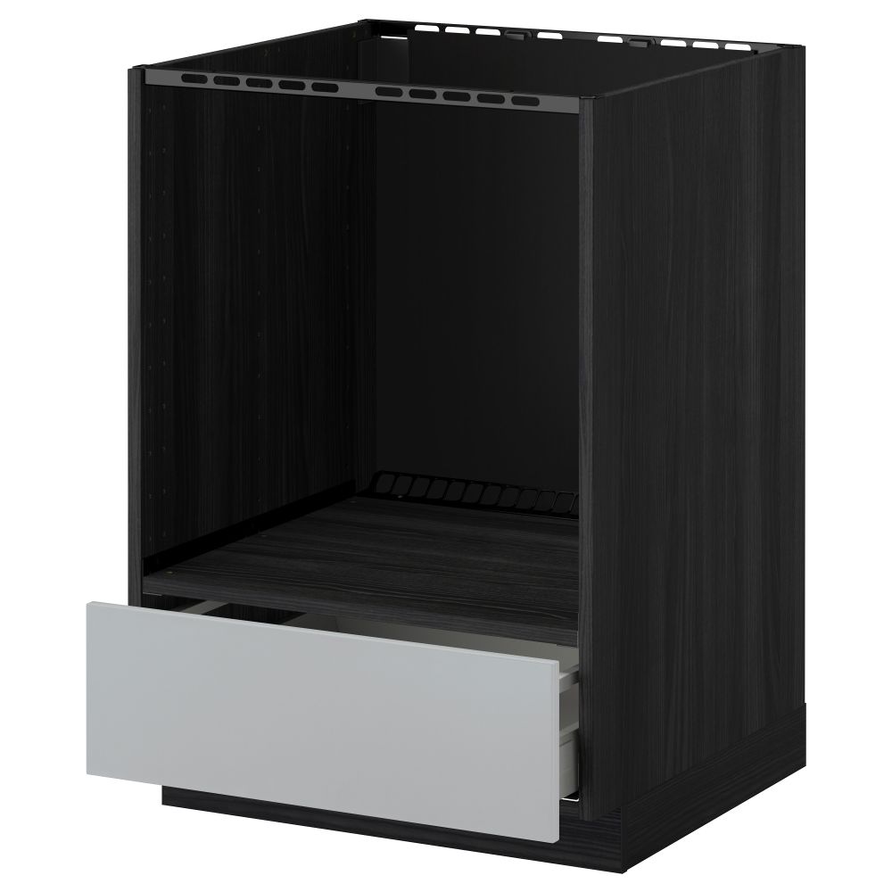 Напольный шкаф для духовки, с ящиком МЕТОД / МАКСИМЕРА, черный, Веддинге серый (60x60 см) - схема-чертеж с размерами