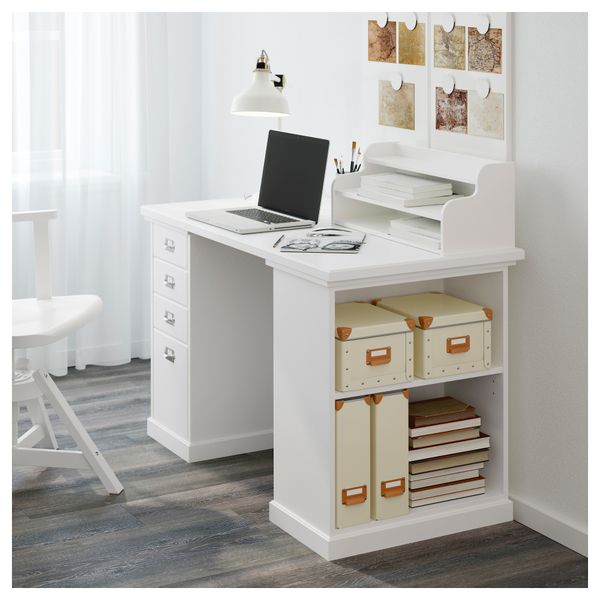 Стол и модуль для хранения КЛИМПЕН, белый (120x60 см) - фото 2