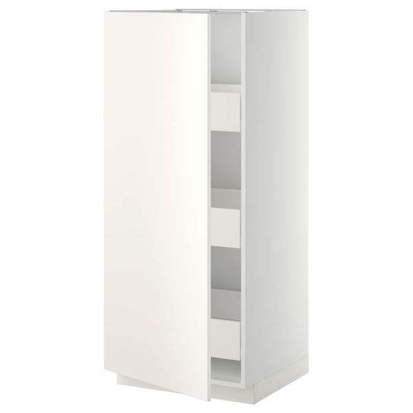 Высокий шкаф с ящиками, белый/Веддинге белый 60x60x140 см IKEA МЕТОД / ФОРВАРА 093.660.90 - фото 1