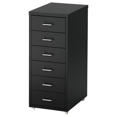 Тумба с ящиками на колесах, черный 28x69 см IKEA HELMER ХЕЛЬМЕР 103.599.27