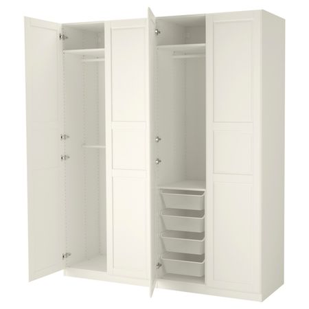 Гардероб, белый, Тисседаль белый, 200x60x236 см IKEA ПАКС 092.488.41