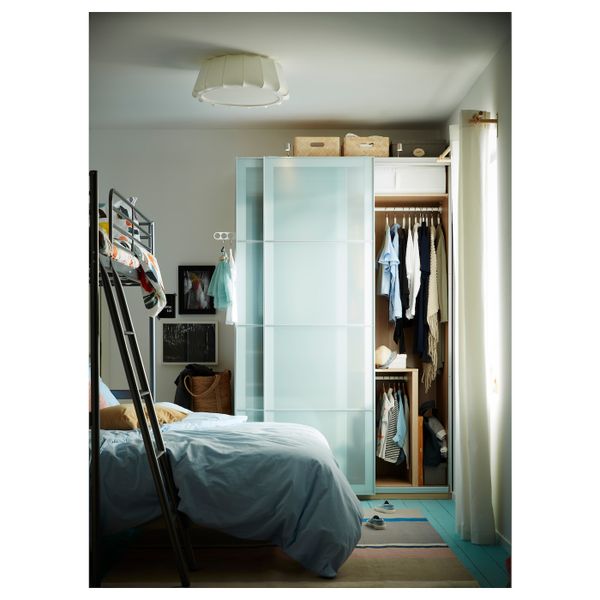 4 панели для рамы раздвижной дверцы, матовое стекло 100x236 см IKEA SEKKEN СЭККЕН 104.423.47 - фото 2