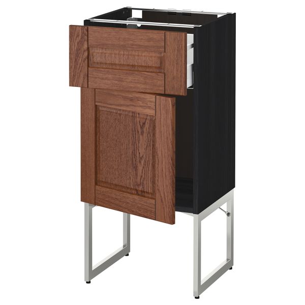 Напольный шкаф с ящиком, дверью МЕТОД / МАКСИМЕРА, черный, Филипстад коричневый - схема-чертеж с размерами