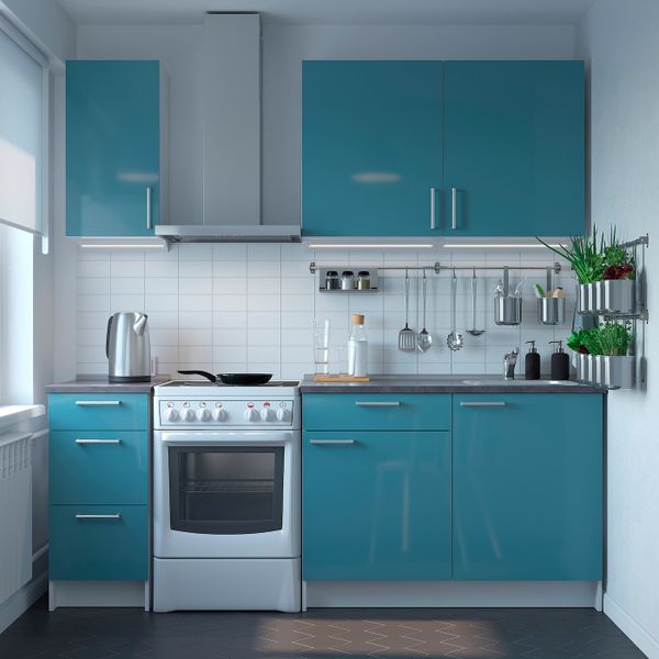 Кухня, глянцевый/синяя бирюза 160x61x220 см IKEA KNOXHULT КНОКСХУЛЬТ 294.243.86 - фото 2