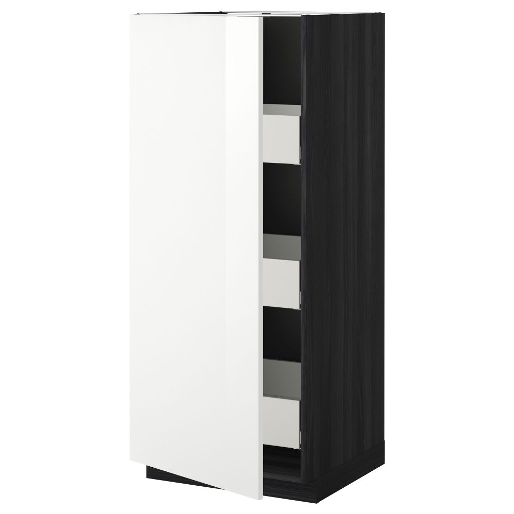 Высокий шкаф с ящиками МЕТОД / МАКСИМЕРА, черный, Рингульт белый - фото 1