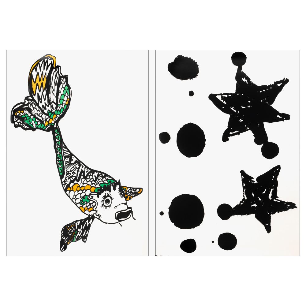 Декоративные наклейки СПРИДД, различные модели рыба, звезда - схема-чертеж с размерами