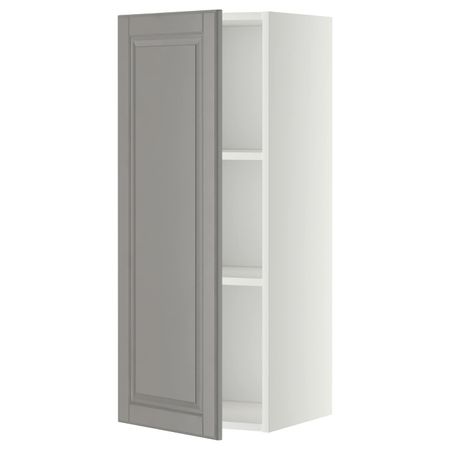 Навесной шкаф с полками, белый/Будбин серый 40x100 см IKEA METOD МЕТОД 394.470.47