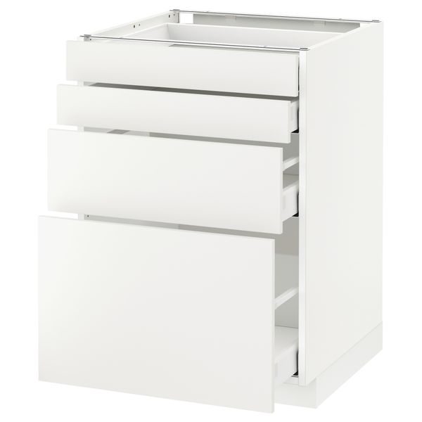 Напольный шкаф 4 фронтальных панели, 4 ящика МЕТОД / МАКСИМЕРА, белый, Хэггеби белый - схема-чертеж с размерами