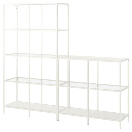 Комбинация для хранения, белый/стекло 200x36x175 см IKEA VITTSJÖ ВИТШЁ 692.945.47