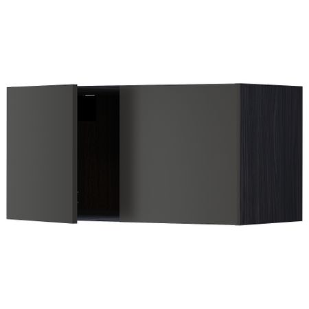 Навесной шкаф с 2 дверцами, черный, Nickebo матовый антрацит, 80x40 см IKEA METOD МЕТОД 394.981.50