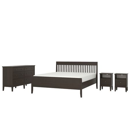 Комплект мебели для/спальни, 4 предм., темно-коричневый 180x200 см IKEA IDANÄS ИДАНЭС 294.880.38