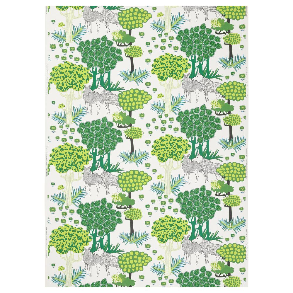 Отрез ткани, лесной орнамент, белый зеленый, 150x300 см IKEA ÄLGÖRT 906.081.50 - фото 1