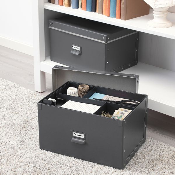 Коробка с крышкой, темно-серый 25x36x20 см IKEA ФЬЕЛЛА 703.956.68 - фото 7