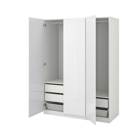 Гардероб, белый/Фардаль глянцевый, белый 150x60x201 см IKEA PAX ПАКС 893.035.03