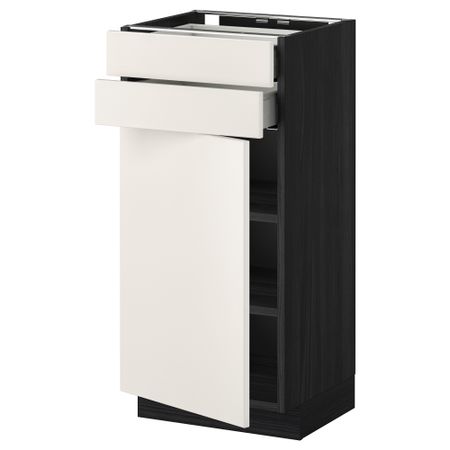 Напольный шкаф с дверцей, 2 ящиками МЕТОД / МАКСИМЕРА, черный, Веддинге белый