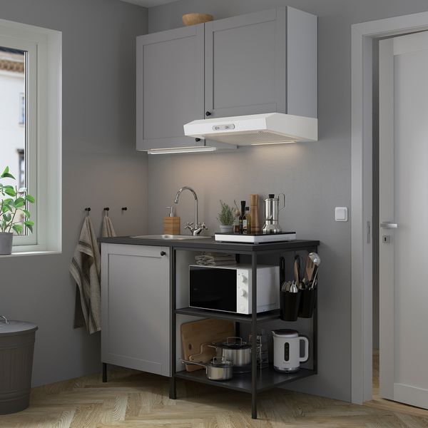 Кухня, 123x63.5x222 см, антрацит/серый каркас IKEA ENHET 493.371.33 - фото 3