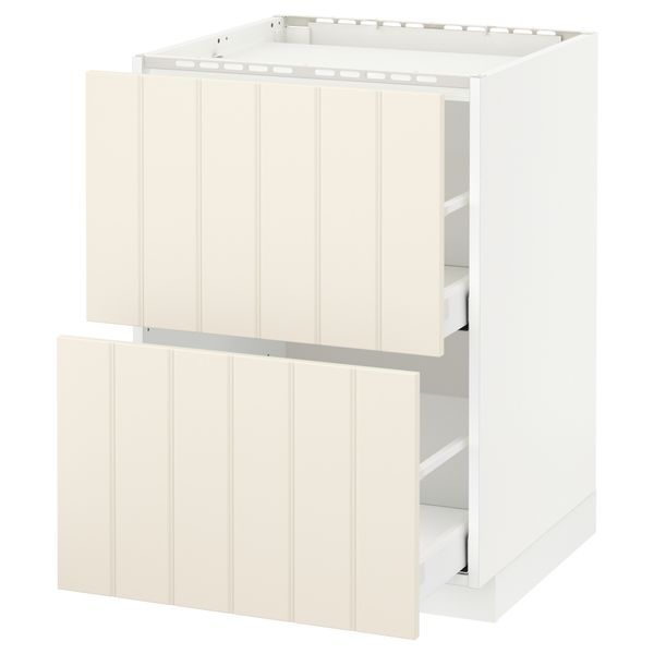 Напольный шкаф, 2 фронтальных панели, 3 ящика МЕТОД / МАКСИМЕРА, белый, Хитарп белый с оттенком - схема-чертеж с размерами