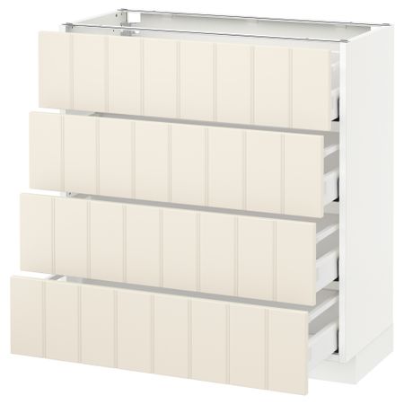 Напольный шкаф 4 фронтальных панели, 4 ящика МЕТОД / МАКСИМЕРА, белый, Хитарп белый с оттенком