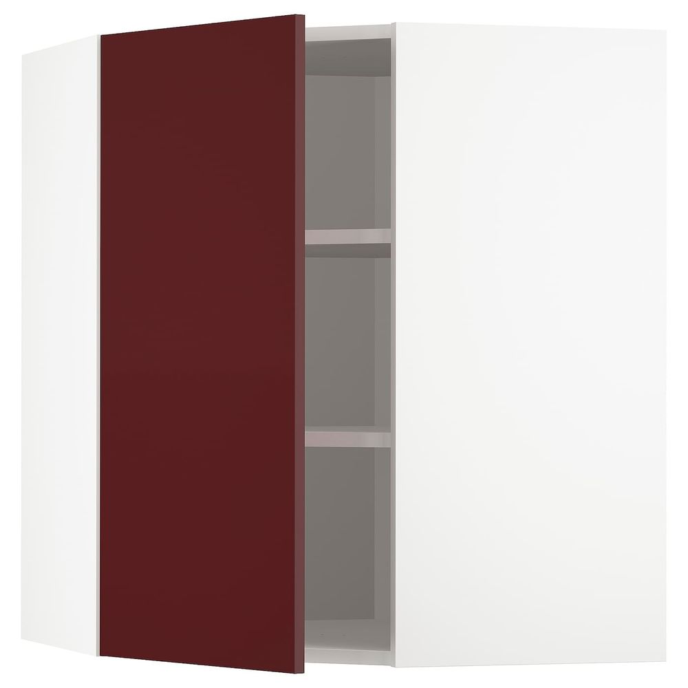 Угловой навесной шкаф с полками, белый Калларп/глянцевый темный красно-коричневый 68x80 см IKEA METOD МЕТОД 493.269.31 - фото 1