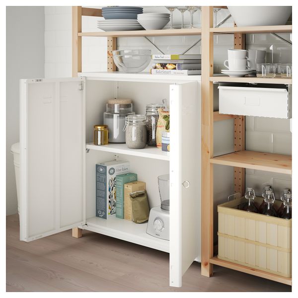 3 секции/шкаф/полки ИВАР / СКОДИС, сосна, белый (178x30x179 см) - фото 3