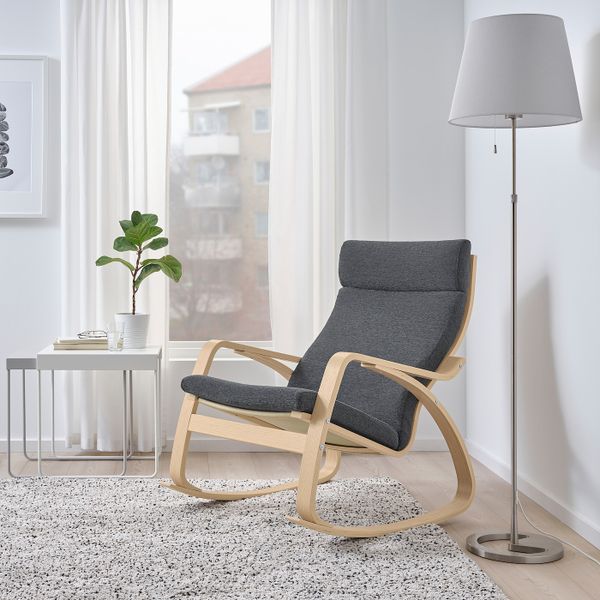 Кресло-качалка, дубовый шпон, беленый/Хили темно-серый IKEA POÄNG ПОЭНГ 393.194.17 - фото 2