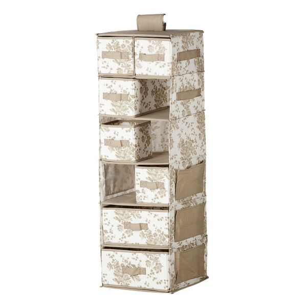 Модуль для хранения, 7 отделений, бежевый, белый цветок, 30x30x95 см IKEA ГАРНИТУР 003.805.09 - фото 2