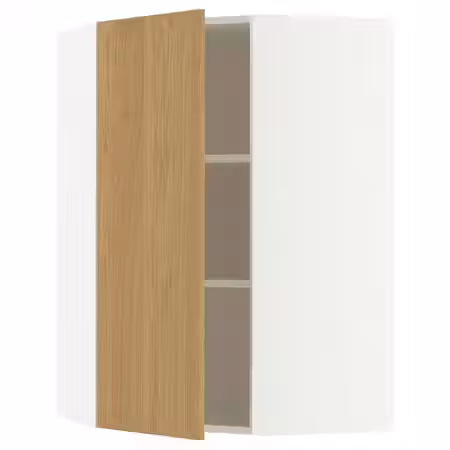 METOD Угловой навесной шкаф с полками - белый/Sinarp дубовый шпон 68x100 см