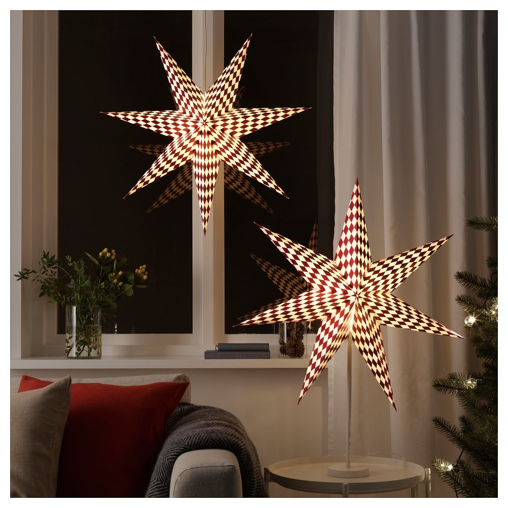 Абажур СТРОЛА, орнамент «арлекин» красный, белый (70 см) - фото 1