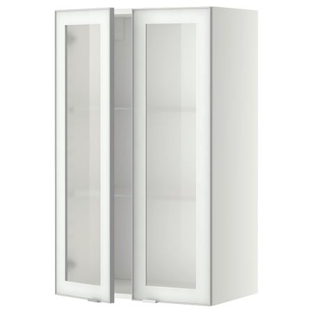 Навесной шкаф с полками, 2 стекло дв, белый/Ютис матовое стекло 60x100 см IKEA METOD МЕТОД 592.383.40