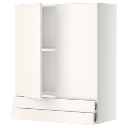 Навесной шкаф, 2 дверцы, 2 ящика МЕТОД / ФОРВАРА, белый, Веддинге белый
