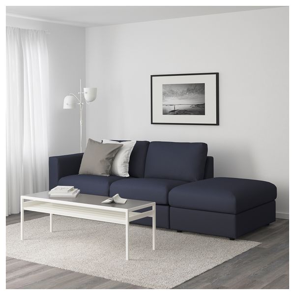 3-местный диван ВИМЛЕ, с открытым торцом, Оррста черно-синий - фото 2
