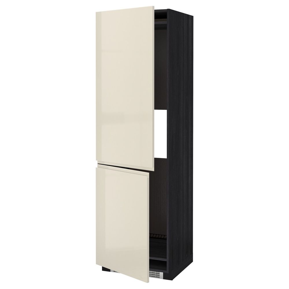 Высокий шкаф для холодильника или морозильн, черный, Воксторп глянцевый светло-бежевый 60x60x200 см IKEA МЕТОД 792.243.61 - схема-чертеж с размерами