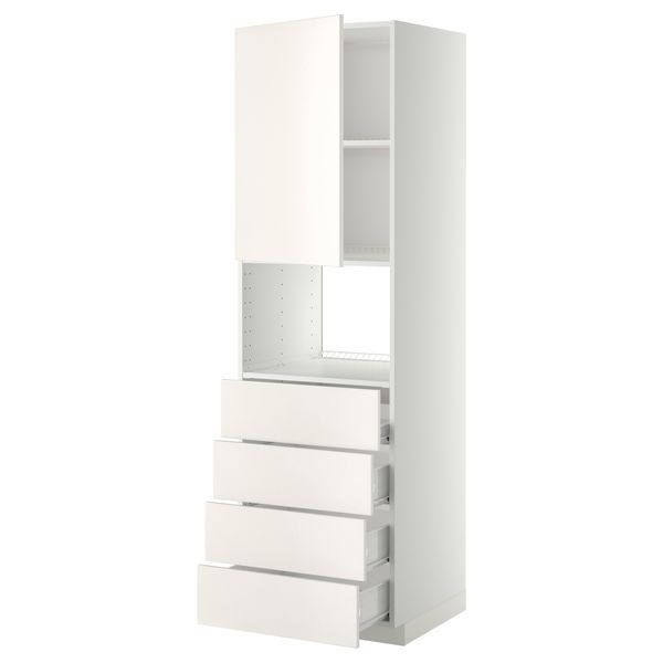Высокий шкаф для духовки, дверца, 4 ящика МЕТОД / ФОРВАРА, белый, Веддинге белый - фото 1