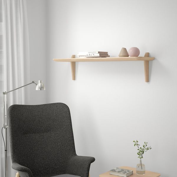 Полка навесная, ясеневый шпон 118x30 см IKEA LISABO ЛИСАБО 304.305.22 - фото 2