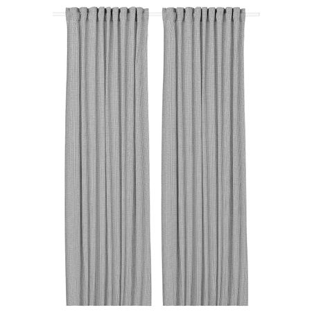 Гардины, 2 шт., белый, темно-серый 145x300 см IKEA ORDENSFLY ОРДЕНСФЛИ 404.250.11