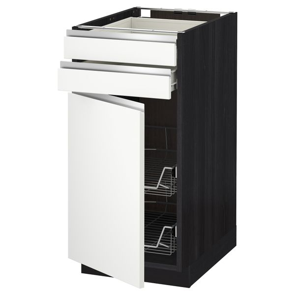 Напольный шкаф, дверца, 2 ящика, проволочных корзин МЕТОД / ФОРВАРА, черный, Нодста белый - схема-чертеж с размерами