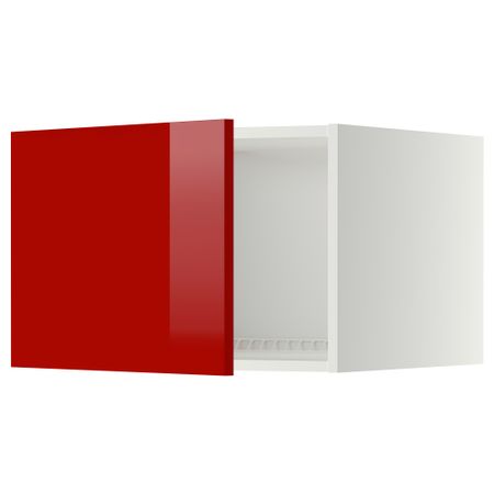 Верхний шкаф на холодильник, морозильник МЕТОД, белый, Рингульт красный