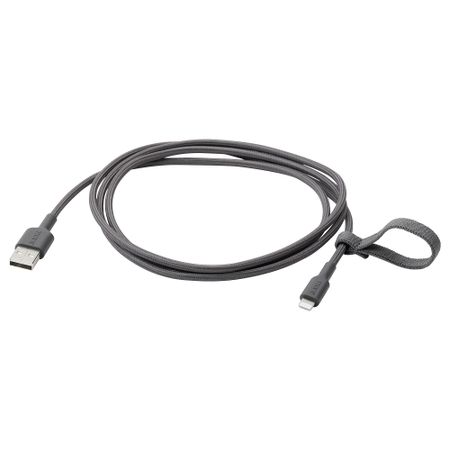 Кабель USB-A–lightning, темно-серый, 1.5 м IKEA LILLÅNGEN ЛИЛЛОНГЕНHULT ЛИЛЛЬХУЛЬТ 005.275.92