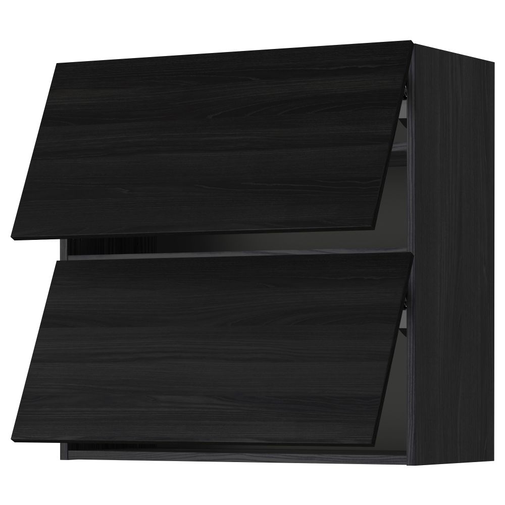 Навесной шкаф, 2 дверцы, горизонтальный МЕТОД, черный, Тингсрид черный - схема-чертеж с размерами