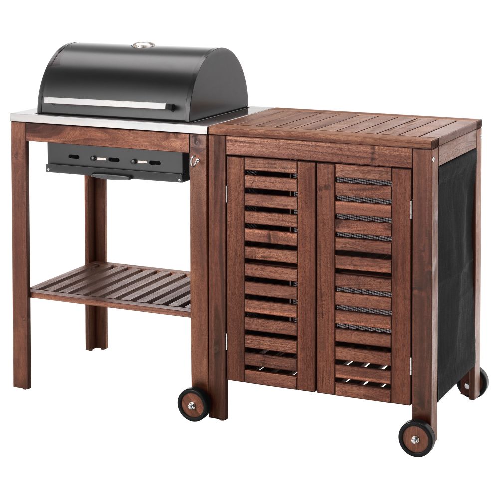 Угольный гриль+модуль для хранения ЭПЛАРО / КЛАСЕН, коричневая морилка - фото 1