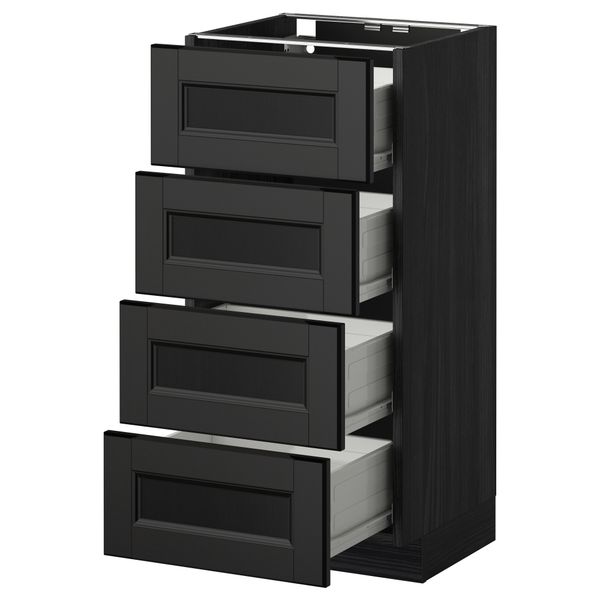 Напольный шкаф 4 фронтальных панели/4 ящика МЕТОД / ФОРВАРА, черный, Лаксарби черно-коричневый - схема-чертеж с размерами