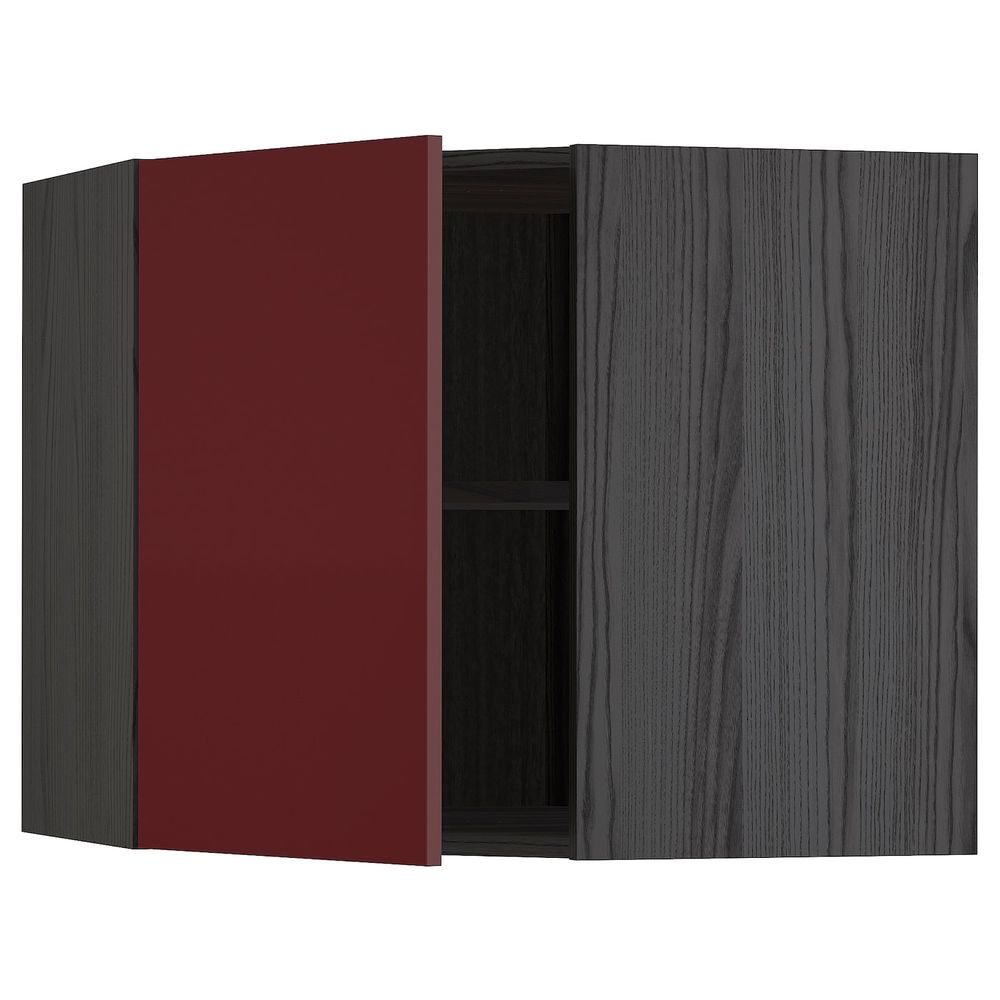 Угловой навесной шкаф с полками, черный Калларп/глянцевый темный красно-коричневый 68x60 см IKEA МЕТОД 193.278.52 - схема-чертеж с размерами