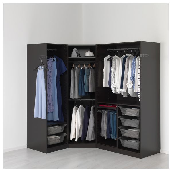 Гардероб ПАКС, черно-коричневый, Ундредаль черный - схема-чертеж с размерами