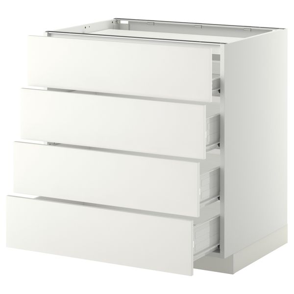 Напольный шкаф, 4 фронтальных панели, 4 ящика МЕТОД / ФОРВАРА, белый, Хэггеби белый - схема-чертеж с размерами