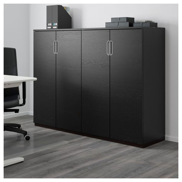 Комбинация для хранения с дверцами ГАЛАНТ, черно-коричневый (160x120 см) - фото 2